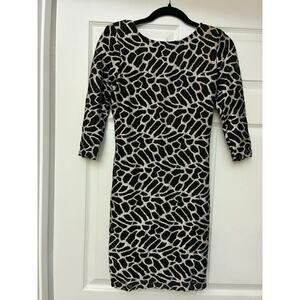 Rubber Ducky Bodycon Dress M Black White Textured Back V Cocktail